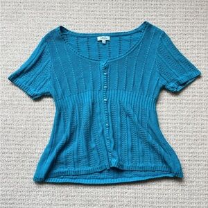 Blue Button-Up Knit Sweater / Y2K style